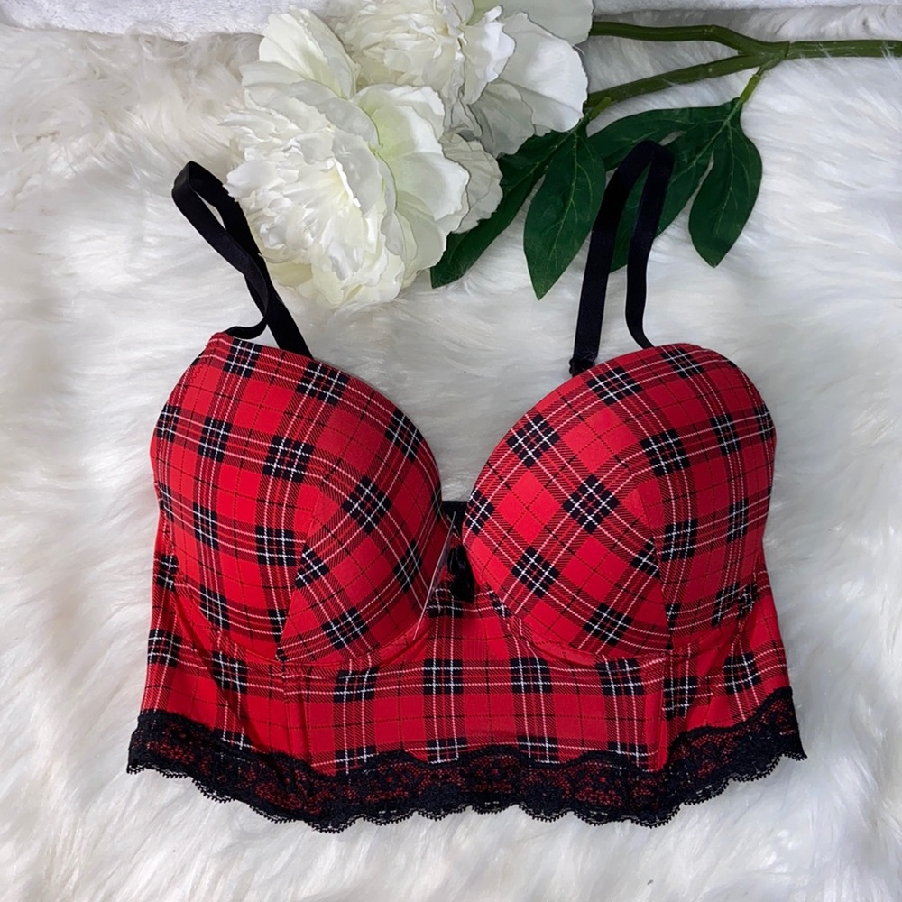 Adore Me Meissa Push Up Plaid Tartan Bra 32C D DD